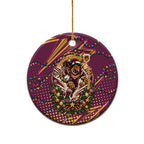 Brisbane Broncos Rugby Christmas Ceramic Ornament Holiday Mascot Graphic Art Festive Lights Bow