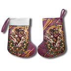 Brisbane Broncos Rugby Christmas Stocking Holiday Mascot Graphic Art Festive Lights Bow