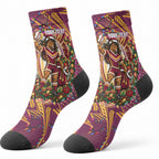 Personalized Brisbane Broncos Rugby Christmas Crew Socks Holiday Mascot Graphic Art Festive Lights Bow