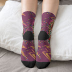 Personalized Brisbane Broncos Rugby Christmas Crew Socks Holiday Mascot Graphic Art Festive Lights Bow
