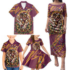 Personalized Brisbane Broncos Rugby Christmas Family Matching Puletasi and Hawaiian Shirt Holiday Mascot Graphic Art Festive Lights Bow