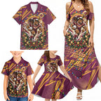 Personalized Brisbane Broncos Rugby Christmas Family Matching Summer Maxi Dress and Hawaiian Shirt Holiday Mascot Graphic Art Festive Lights Bow