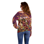 Personalized Brisbane Broncos Rugby Christmas Off Shoulder Sweater Holiday Mascot Graphic Art Festive Lights Bow