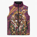 Personalized Brisbane Broncos Rugby Christmas Sleeveless Puffer Jacket Holiday Mascot Graphic Art Festive Lights Bow