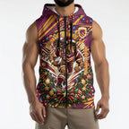 Personalized Brisbane Broncos Rugby Christmas Sleeveless Zip Hoodie Holiday Mascot Graphic Art Festive Lights Bow