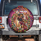 Personalized Brisbane Broncos Rugby Christmas Spare Tire Cover Holiday Mascot Graphic Art Festive Lights Bow