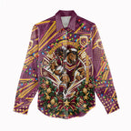 Personalized Brisbane Broncos Rugby Christmas Women Casual Shirt Holiday Mascot Graphic Art Festive Lights Bow