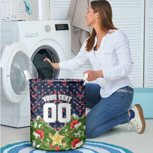 Personalised Sydney Roosters Rugby Christmas Laundry Basket Santa Rugby Mascot - Pine Wreath Festive