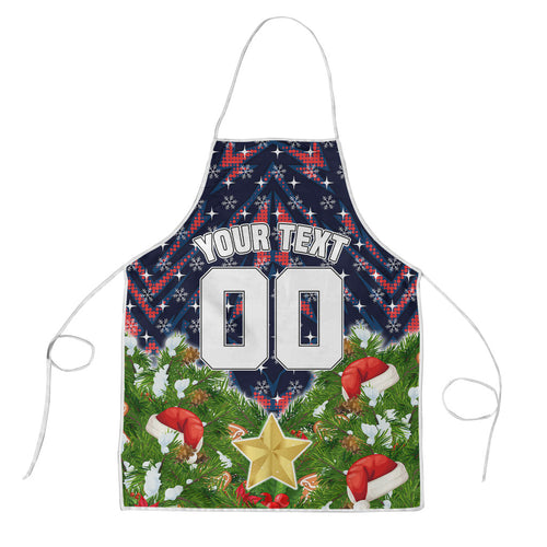 Personalised Sydney Roosters Rugby Christmas Apron Santa Rugby Mascot - Pine Wreath Festive