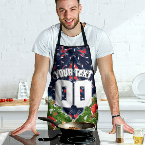 Personalised Sydney Roosters Rugby Christmas Apron Santa Rugby Mascot - Pine Wreath Festive