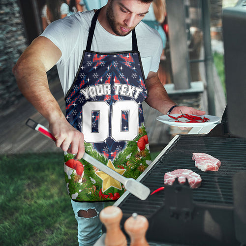 Personalised Sydney Roosters Rugby Christmas Apron Santa Rugby Mascot - Pine Wreath Festive