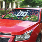 Personalised Sydney Roosters Rugby Christmas Auto Sun Shade Santa Rugby Mascot - Pine Wreath Festive