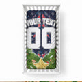 Personalised Sydney Roosters Rugby Christmas Baby Bed Cover Santa Rugby Mascot - Pine Wreath Festive