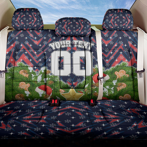 Personalised Sydney Roosters Rugby Christmas Back Car Seat Cover Santa Rugby Mascot - Pine Wreath Festive