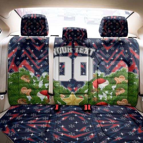 Personalised Sydney Roosters Rugby Christmas Back Car Seat Cover Santa Rugby Mascot - Pine Wreath Festive
