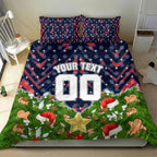 Personalised Sydney Roosters Rugby Christmas Bedding Set Santa Rugby Mascot - Pine Wreath Festive