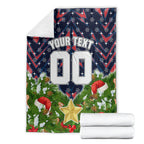 Personalised Sydney Roosters Rugby Christmas Blanket Santa Rugby Mascot - Pine Wreath Festive