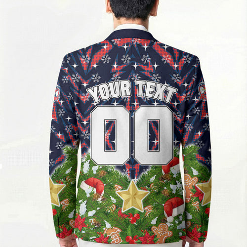 Personalised Sydney Roosters Rugby Christmas Blazer Santa Rugby Mascot - Pine Wreath Festive