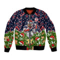 Personalised Sydney Roosters Rugby Christmas Bomber Jacket Santa Rugby Mascot - Pine Wreath Festive
