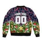 Personalised Sydney Roosters Rugby Christmas Bomber Jacket Santa Rugby Mascot - Pine Wreath Festive