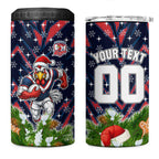 Personalised Sydney Roosters Rugby Christmas 4 in 1 Can Cooler Tumbler Santa Rugby Mascot - Pine Wreath Festive