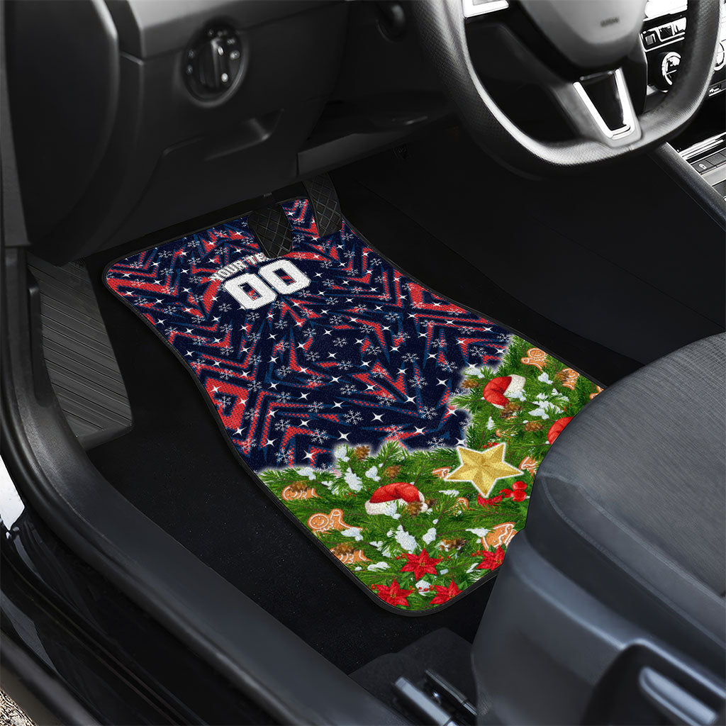 Personalised Sydney Roosters Rugby Christmas Car Mats Santa Rugby Mascot - Pine Wreath Festive
