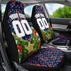 Personalised Sydney Roosters Rugby Christmas Car Seat Cover Santa Rugby Mascot - Pine Wreath Festive