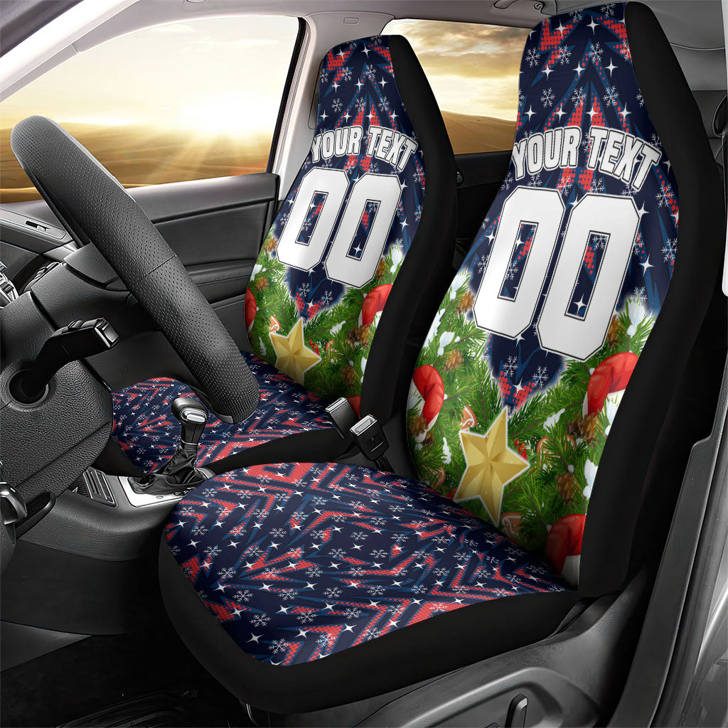 Personalised Sydney Roosters Rugby Christmas Car Seat Cover Santa Rugby Mascot - Pine Wreath Festive