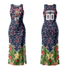 Personalised Sydney Roosters Rugby Christmas Couples Matching Tank Maxi Dress and Hawaiian Shirt Santa Rugby Mascot - Pine Wreath Festive
