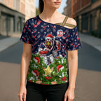Personalised Sydney Roosters Rugby Christmas Cross Shoulder Shirt Santa Rugby Mascot - Pine Wreath Festive