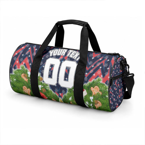 Personalised Sydney Roosters Rugby Christmas Duffle Bag Santa Rugby Mascot - Pine Wreath Festive