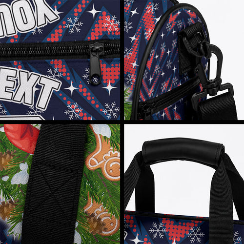 Personalised Sydney Roosters Rugby Christmas Duffle Bag Santa Rugby Mascot - Pine Wreath Festive