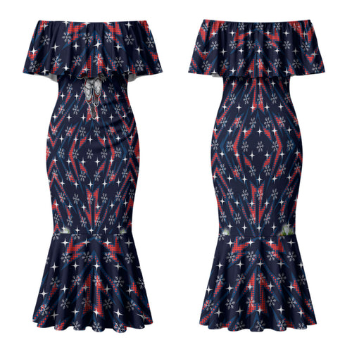 Personalised Sydney Roosters Rugby Christmas Family Matching Mermaid Dress and Hawaiian Shirt Santa Rugby Mascot - Pine Wreath Festive