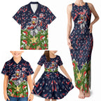 Personalised Sydney Roosters Rugby Christmas Family Matching Tank Maxi Dress and Hawaiian Shirt Santa Rugby Mascot - Pine Wreath Festive