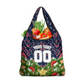 Personalised Sydney Roosters Rugby Christmas Grocery Bag Santa Rugby Mascot - Pine Wreath Festive