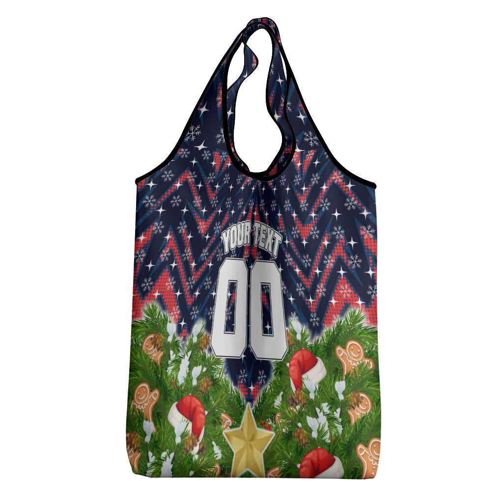 Personalised Sydney Roosters Rugby Christmas Grocery Bag Santa Rugby Mascot - Pine Wreath Festive