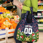 Personalised Sydney Roosters Rugby Christmas Grocery Bag Santa Rugby Mascot - Pine Wreath Festive