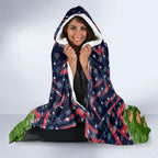 Personalised Sydney Roosters Rugby Christmas Hooded Blanket Santa Rugby Mascot - Pine Wreath Festive