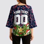 Personalised Sydney Roosters Rugby Christmas Kimono Sleeve Blouse Santa Rugby Mascot - Pine Wreath Festive