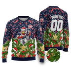 Personalised Sydney Roosters Rugby Christmas Ugly Christmas Sweater Santa Rugby Mascot - Pine Wreath Festive