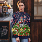 Personalised Sydney Roosters Rugby Christmas Ugly Christmas Sweater Santa Rugby Mascot - Pine Wreath Festive