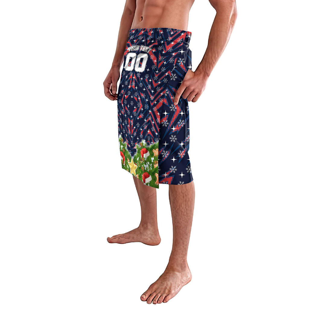 Personalised Sydney Roosters Rugby Christmas Lavalava Santa Rugby Mascot - Pine Wreath Festive