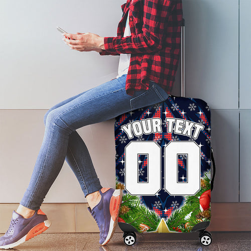 Personalised Sydney Roosters Rugby Christmas Luggage Cover Santa Rugby Mascot - Pine Wreath Festive