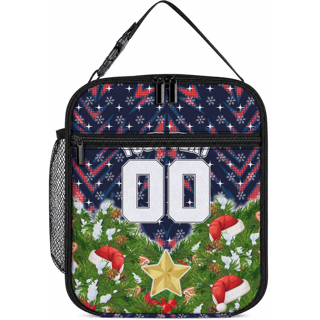 Personalised Sydney Roosters Rugby Christmas Lunch Bag Santa Rugby Mascot - Pine Wreath Festive