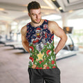 Personalised Sydney Roosters Rugby Christmas Men Tank Top Santa Rugby Mascot - Pine Wreath Festive