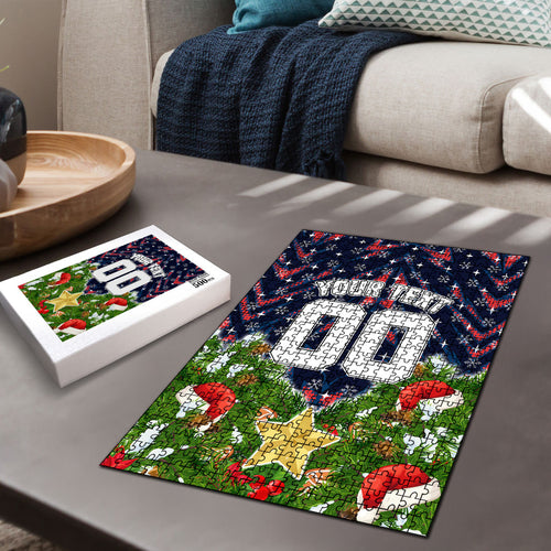 Personalised Sydney Roosters Rugby Christmas Puzzle Santa Rugby Mascot - Pine Wreath Festive