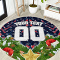 Personalised Sydney Roosters Rugby Christmas Round Carpet Santa Rugby Mascot - Pine Wreath Festive