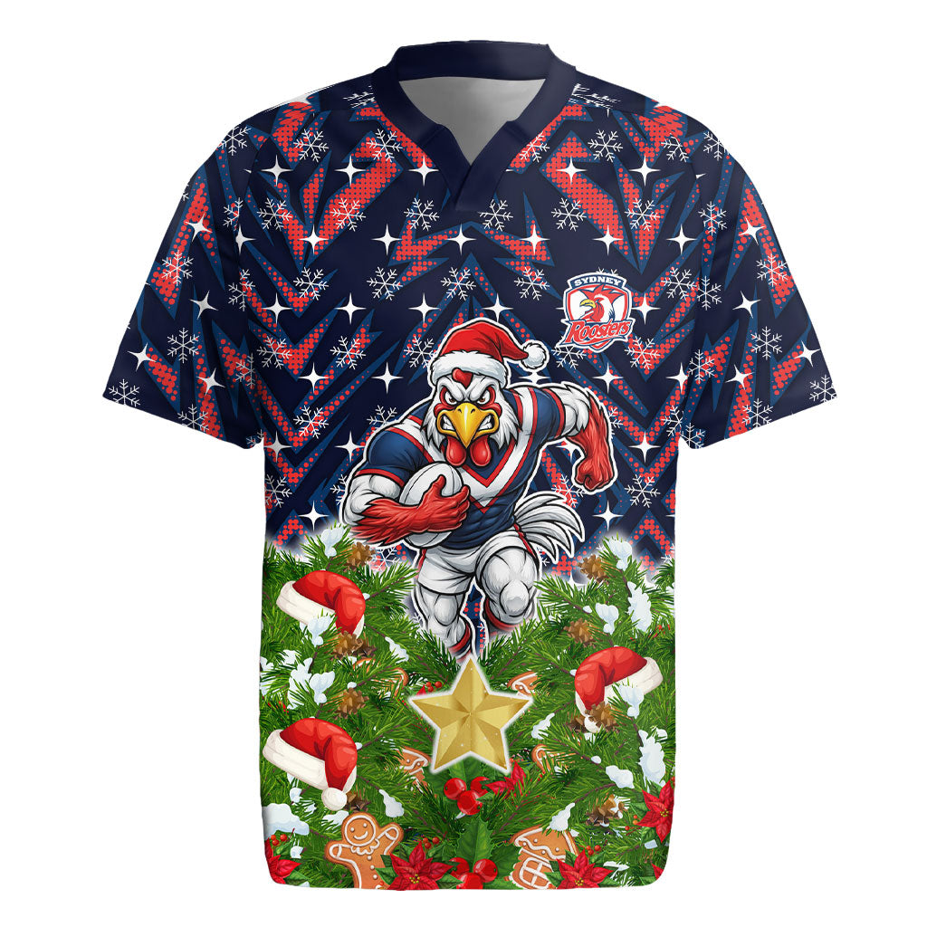 Personalised Sydney Roosters Rugby Christmas Rugby Jersey Santa Rugby Mascot - Pine Wreath Festive