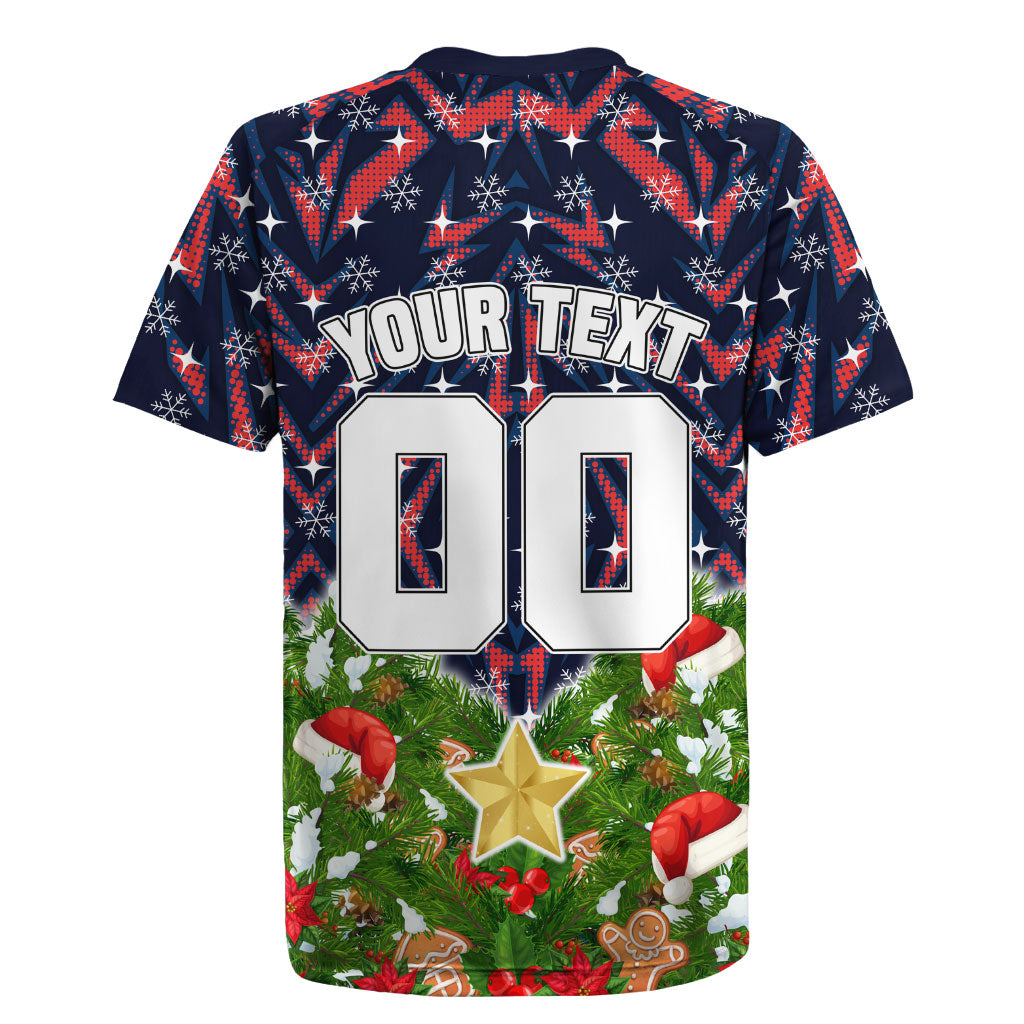 Personalised Sydney Roosters Rugby Christmas Rugby Jersey Santa Rugby Mascot - Pine Wreath Festive