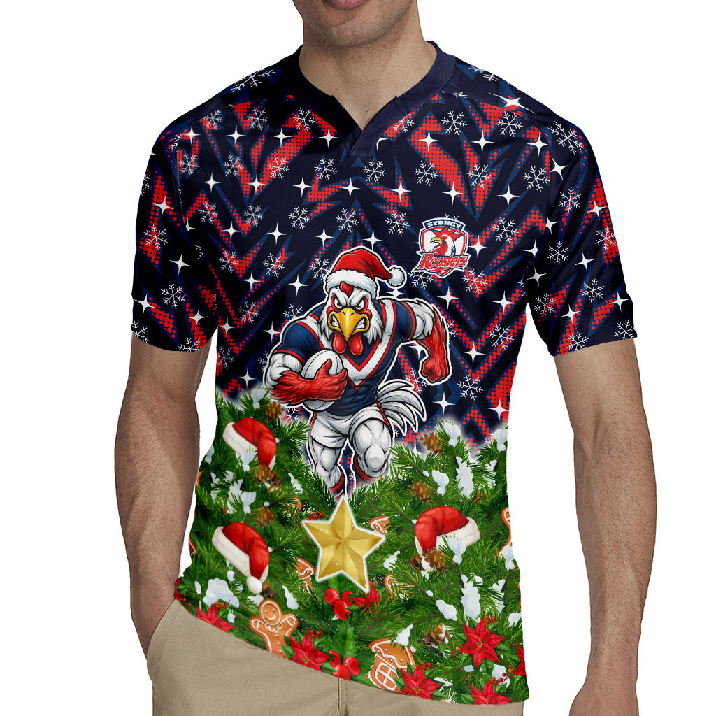 Personalised Sydney Roosters Rugby Christmas Rugby Jersey Santa Rugby Mascot - Pine Wreath Festive